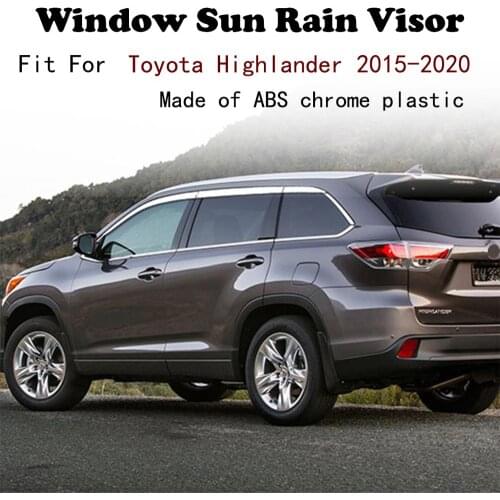 ABS Chrome plastic Window Visor Vent Shades Sun Rain Guard car accessories For Toyota Highlander 2015-2020