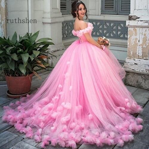 Ball Gown Prom Dresses Long Off Shoulder Tulle Debutante Party Sixteen Sweet 16 Dress Vestidos De 15 Anos