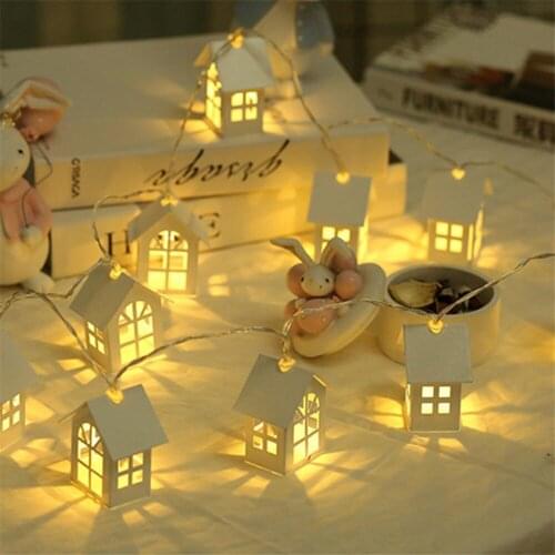 Battery/USB Operated 10/20 leds Wood House String Light for Room Decor Lamp Wedding Party Holiday Fairy Lights Novelty Lamp