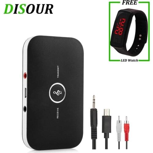 [Free Watch]DISOUR 2 in 1 Bluetooth Transmitter Receiver RCA AUX 3.5mm Jack APTX Stereo Music Audio Wireless Adapter For TV Car