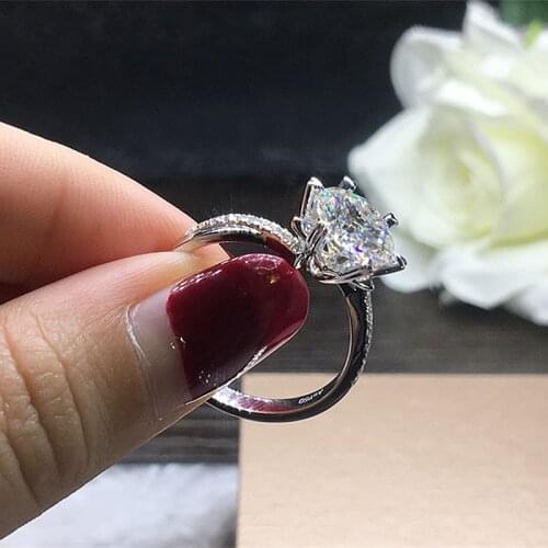 Solid 18K White Gold 1ct 6.5mm Round Brilliant Cut Moissanite Ring Snowflake Side Wedding Ring Engagment Ring For Women