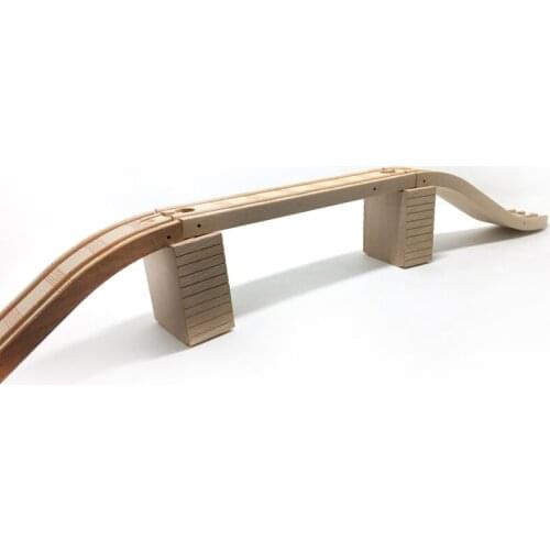 P062 Wooden track bridge 2 curved rails +1 straight +2 piers combination set kids train toy childrens educational classic toys