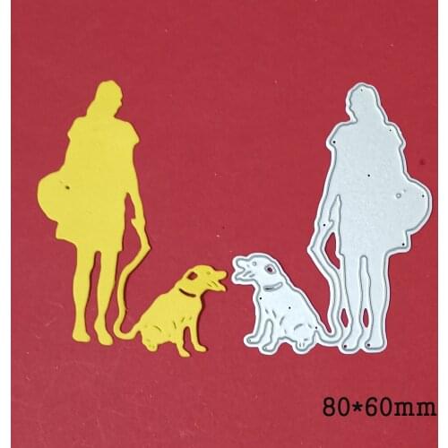 Women carry dog Metal Cutting Dies Embossing Scrapbook Craft Die Cuts Template For DIY Scrapbooking Album Paper Card Die