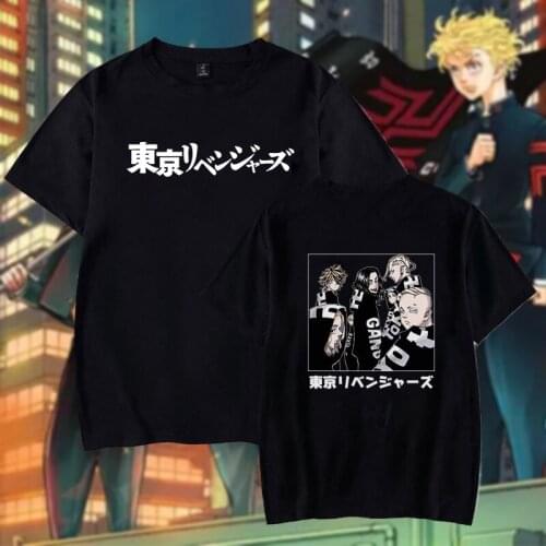 Japanese Anime Mens Tshirts Tokyo Revengers Manga Print Tops Harajuku Cartoon Short-sleev Summer Black Tee Ropa Hombre Camisetas