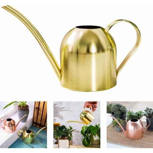 500/1000ML Long Mouth Water Can Stainless Steel Watering Pot Flower Plants Watering Cans With Handle Garden Irrigation Supplies