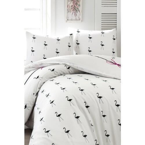 Double Duvet Cover Set Flamingo White -Home & Home Home