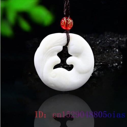 Jade Cat Pendant White Women Chinese Fashion Carved Gifts Double sided Accessories Natural Charm Necklace Amulet Jewelry