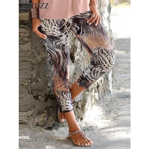 WITHZZ Summer Female Trousers Print Ladies Slim Thin Casual Pants