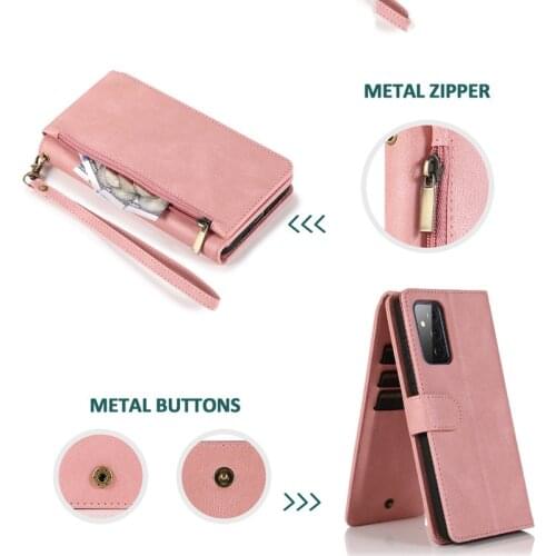 Multifunctional card wallet strap leather case for samsung Galaxy A72 A50 A70 A51 A71 A52 A20 A21S A11 A42 A31 A12 A32 A81 A91