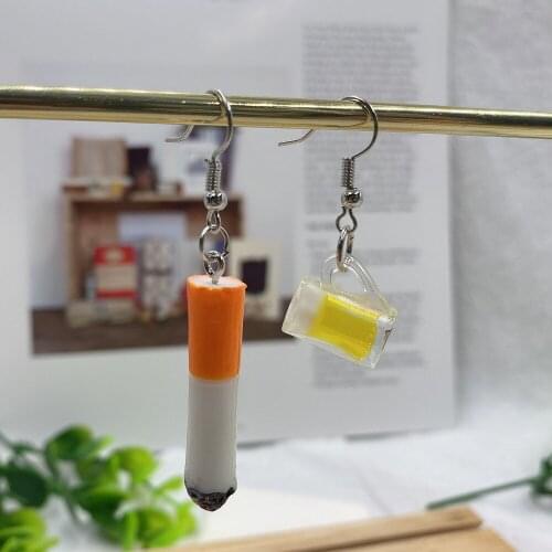 Fashion Simple punk Beer mug with cigarettes earrings for Women Korean Minimalist Earrings Jewelry Accessories wholesale