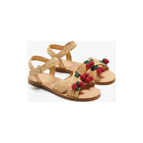 Moraima Snc Summer Rope Braided Flat Sandal Sexy Open Toe Strawberry Decorations Gladiator Shoes Beach Wearing Shoes