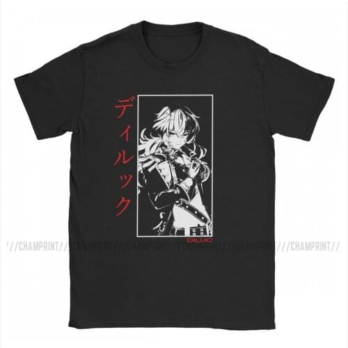 Mens Diluc Genshin Impact T Shirts Anime Game Cotton Tops Unique Short Sleeve O Neck Tees Plus Size T-Shirt