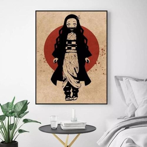 Canvas Wall Art HD Prints Nezuko Demon Slayer Anime Poster Cute Home Decoration Painting For Bedroom Modular Pictures Frame