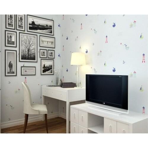 Beibehang papel de parede Blue Cartoon Nonwovens 3d Wallpaper Green Kids Room Stereo Bedroom Boys Girl Background Walls tapety