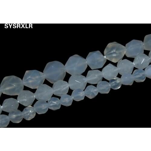 Wholesale Faceted White Agates Natural Stone Beads Spacer Round Beads For Jewelry Making Charm Diy Bracelet Necklace 6/8/10 MM