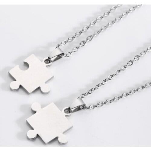 5pcs lucky Stainless steel love couple necklace titanium steel lovers European and American puzzle unisex gift necklace jewelry