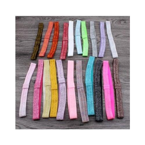 100pcs/lot 5/8" Wholesale Ribbon FOE Hair Band for Hair Bows Fold Over Elastic Glitter tot Headbands for Girls Hair Accessories