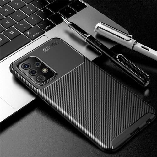 For Samsung Galaxy A12 A32 A42 A52 A72 A02S F62 M62 Shockproof Case Carbon Fiber Silicone Bumper Soft TPU Protective Back Cover