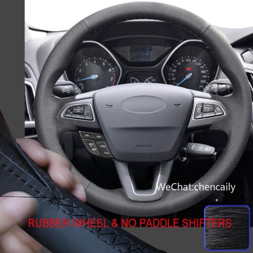 DIY Steering Wheel Covers For Ford Focus SE Kuga 15 16 Escape 19 (rubber wheel) Super Soft Non-slip Durable Car Interior