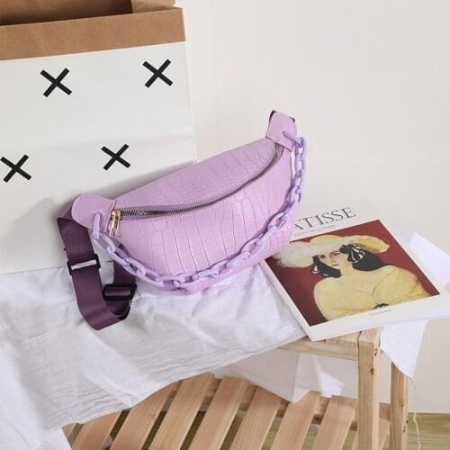 Style womens bag fashion waist bag womens fashion simple shoulder bag womens messenger bag chain crocodile waist bag