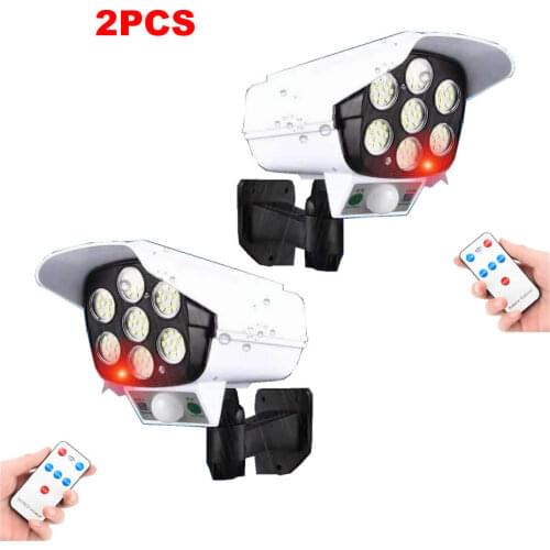 2pcs remote led Solar motion sensor lamp fake Dummy Camera Bullet Waterproof Outdoor Security Surveillance Camera Flashing light