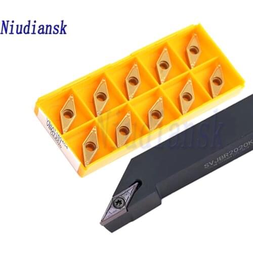 10pcs VBMT1604 CNC Lathe Tool Carbide Inserts+SVJBR1616H16 Outer Circle Cutter Holder SVJBR2020K16 SVJBR2525M16 Turning Tool Set