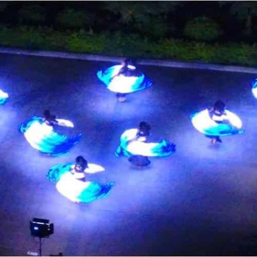 128 LED Light Belly Dance Fan Veil Hand Made Long Folding Fan Right Hand1.8m