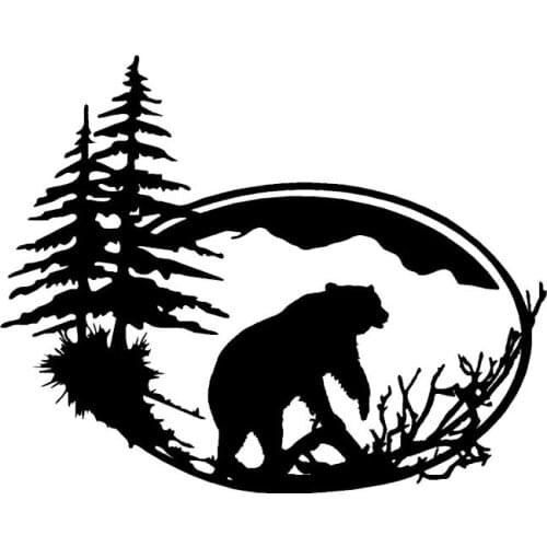 Brown Bear In The Woods Silhouette Decoration Car Sticker Vinyl Accessories Bumper Window 13cm*11cm