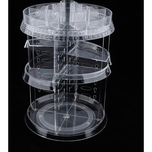 360° Rotating Makeup Organizer Vanity Storage Stand Countertop Cosmetics Box