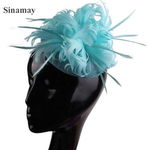 New White Wedding Event Hats Feather Derby Fascinators Chapeau Fashion Headwear Headbands Ladies Party Tea Headpiece Hair Clips