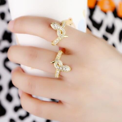 Top Quality 2020 Hot Sale Fashion Snake Rings Gold Filled Animal Rings For Women Micro Paved White Clear CZ Nice Party Jewelry