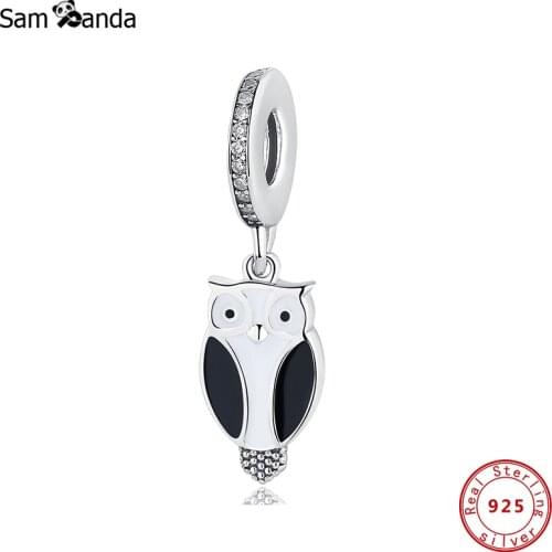 2020 Original 100% 925 Sterling Silver Charms Owl Rabbit Enamel Pendant Fit Original Bracelets Necklaces DIY Gift Women Jewelry