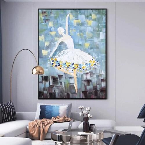 3D Oil Painting On Canvas Handmade Ballet Girl Paintings For Living Room Wall Art Decor Abstract Thick Texture Canvas Paintings