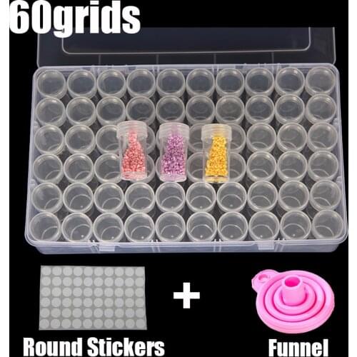 60/120pcs Round Bottles Storage box For 5D Diamond Painting Accessories Beads Container Mosaic Tools