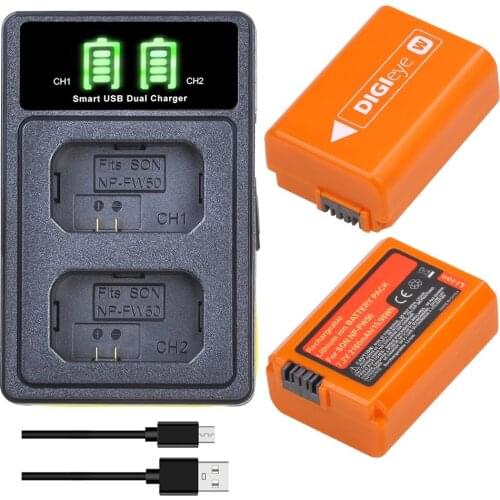 2160mAh NP-FW50 NP FW50 Battery Akku + LED Dual Charger set for Sony Alpha a6500 a6300 a6000 a5000 a3000 NEX-3 a7 7R a7R a7R II
