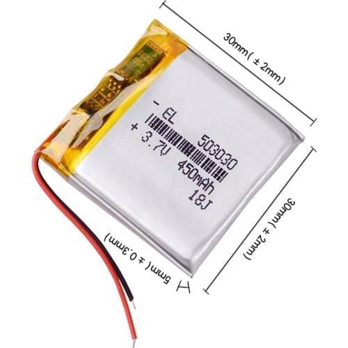 503030 3.7v 500mah 453030 Lithium Polymer Rechargeable Battery for recorder video CAR DVR Mp3 DVD Camera GPS bluetooth speaker
