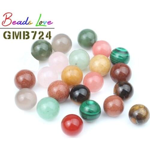 Natural Stone Without Holes Ball Bead 8 10 12mm No hole charms Round Beads For Jewelry Making Diy Bracelet Necklace 10pcs 20pcs