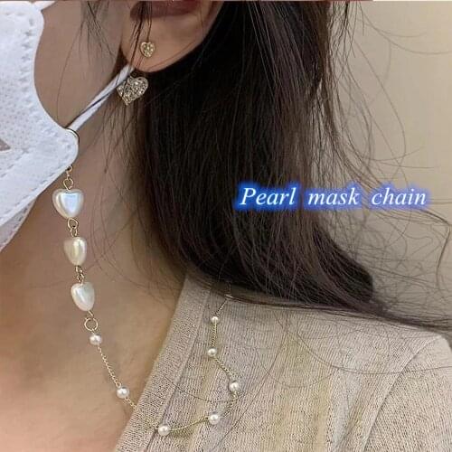Fashion Glasses Chains Women Eyeglasses Sunglasses Pearl Mask Chain Love Heart Mask Chain Pearl Chain Fashion Necklace