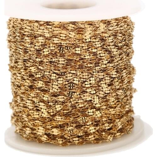 5M Stainless Steel Leaves Cable Chain Link in Bulk for Necklace Jewelry Accessories DIY For Necklace Bracelet Jewelry Making