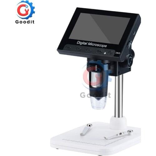 4.3" LCD Digital Microscope 50X-1000X Magnification Endoscope with Plastic Stand 8 Adjustable LED Light Video Camera Microscope