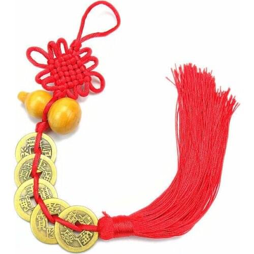 Home Hanging Ancient Coin Set Antique Fortune Money Coin Luck Wealth Success Chinese Knot Red Rope Feng Shui Lucky Home Decor