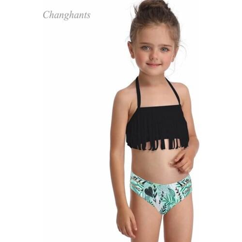 Baby Bikini Set Kids Two Pieces Swimsuit with Tassel Style Girls Bathing Suits Children Holiday Swimwear Schoolgirl Swimpool