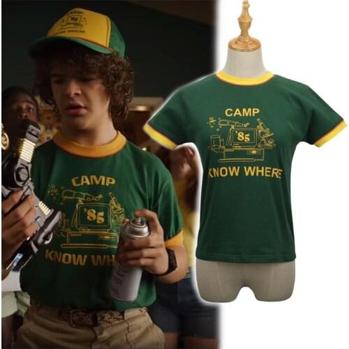 Movie Stranger Things Season 3 Hat Cosplay Costumes T Shirt Dustin Baseball Hat Adult Kids Camp Know Where Green Yellow Cap Gift