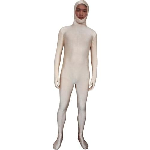 Kid Adult Flesh Nude open face faceless face bare Unisex Spandex Bright 2nd Skin Zentai Costumes Bodysuit