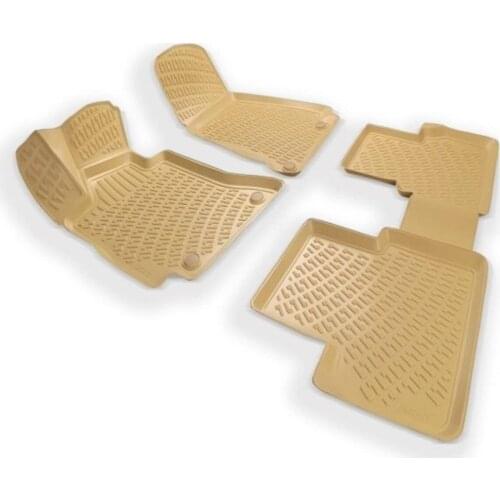 3D Car Floor Mat Beige 4 cm Raised Borders For Mercedes Benz C Series W204 2007-2014 Perfect Fit Odorless Allergy Free