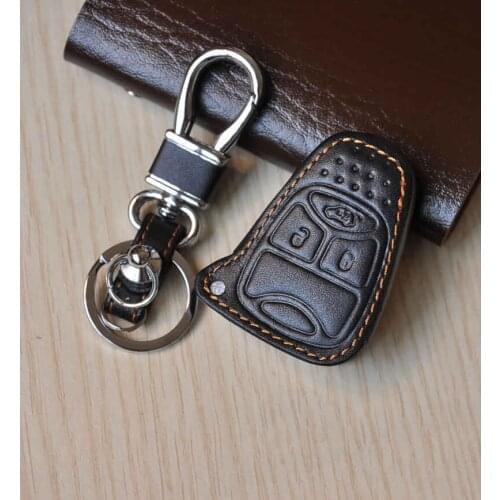Leather car key ring case cover for Jeep wrangler compass patriot grand cherokee key wallet remote control cover