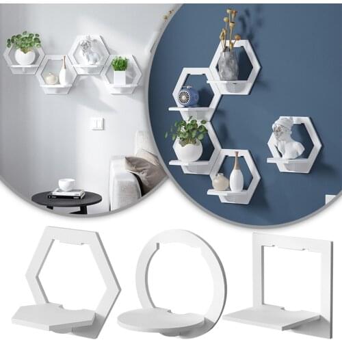 Wall shelf free punching wall-mounted TV background wall hanger bedroom balcony bedside wall creative flower pot stand