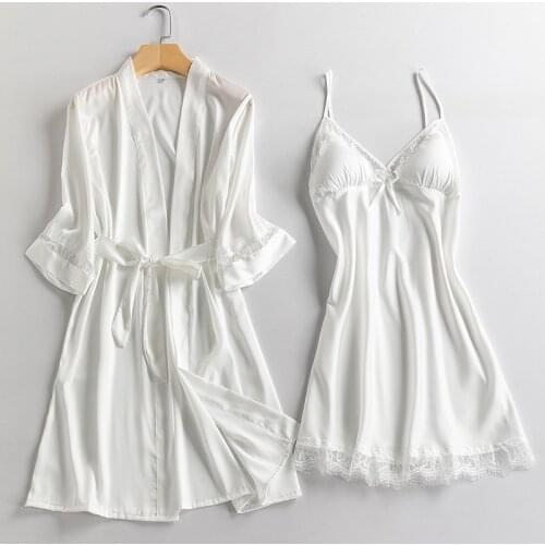 Lace Patchwork Bride Bridesmaid Wedding Robe Women Satin Bathrobe Homewear Soft Sleepwear Sexy Kimono Gown Intimate Lingerie