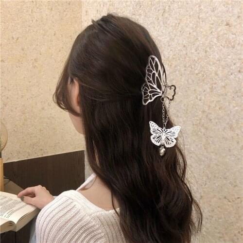 YANGLIUJIA Fashion Punk 2020 New Tide Stereo Metal Butterfly Hairpin French Retro Hair Clip Female Wedding Jewelry Accessories