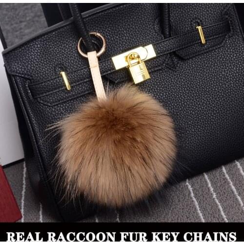 MPPM 100% Real Raccoon Fur Pom Accessories Chain Mixed Colors Big Size Ball Bag Accessories Keychain Fur